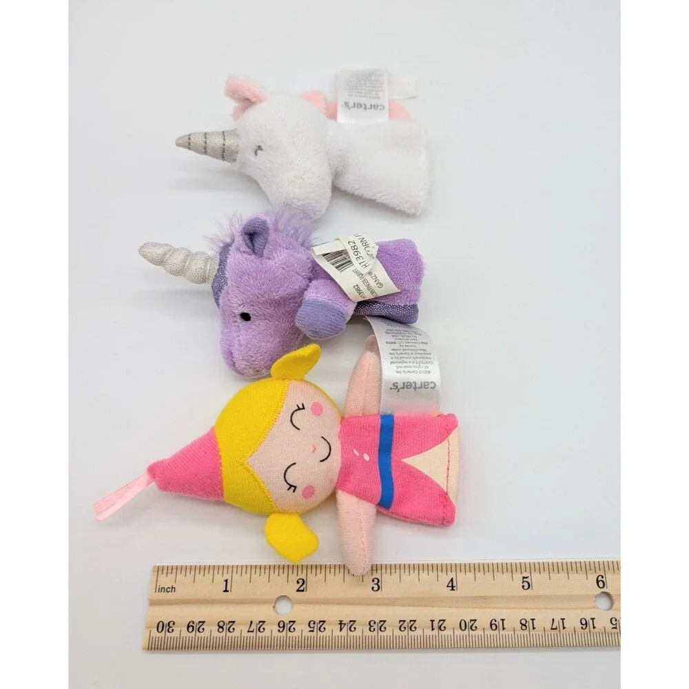 Carter's & Ganz Set of 3 Plush Finger Puppets Unicorns & Princess Girl
